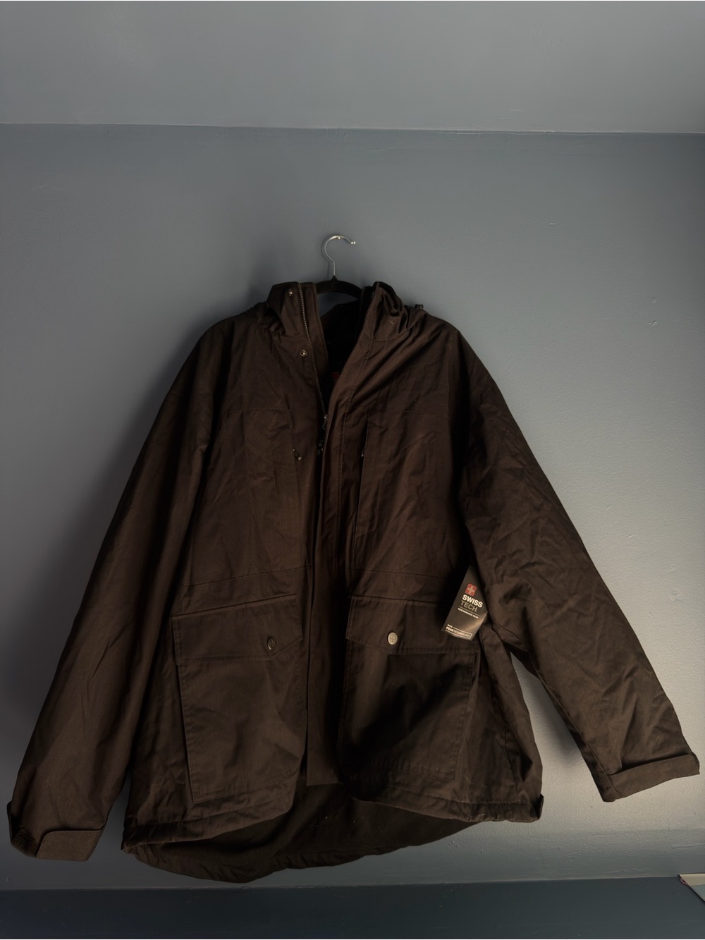 Swiss Tech Men's Dark Brown Hooded Performance Jacket